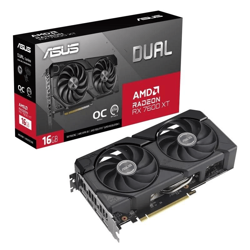 ASUS Dual Radeon RX 7600 XT OC Edition 16GB GDDR6 Graphics Card 90YV0K21-M0NA00