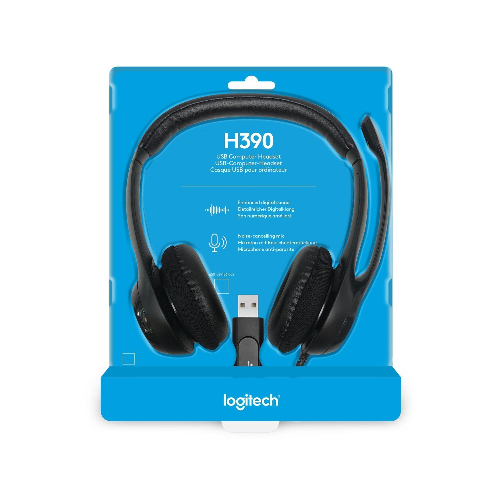 Logitech H390 USB Headset with Noise-Cancelling Mic - Black 981-000406 - 6