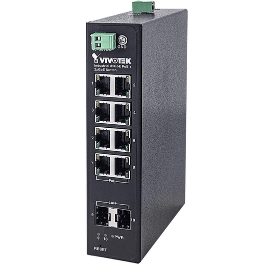 Vivotek industrial 8-port PoE Unmanaged Switch with 2-port SFP AW-IHT-1000 - 1