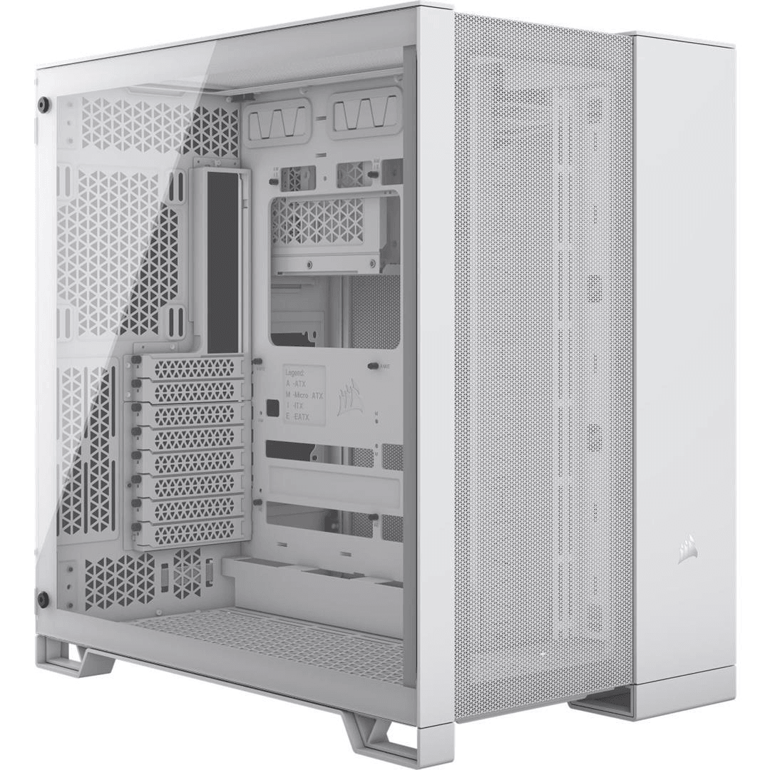 Corsair 6500D Airflow Tempered Glass ATX Dual Chamber Mid Tower Gaming PC Case - White CC-9011260-WW - 1