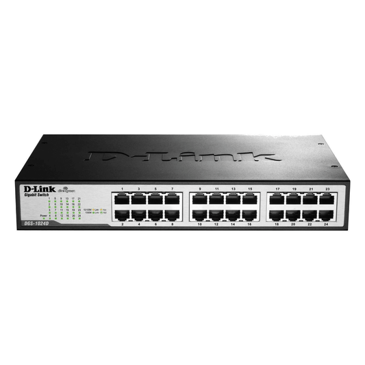 D-Link DGS-1024D Unmanaged Switch Gigabit Ethernet 1U Black Silver 24-port - 1