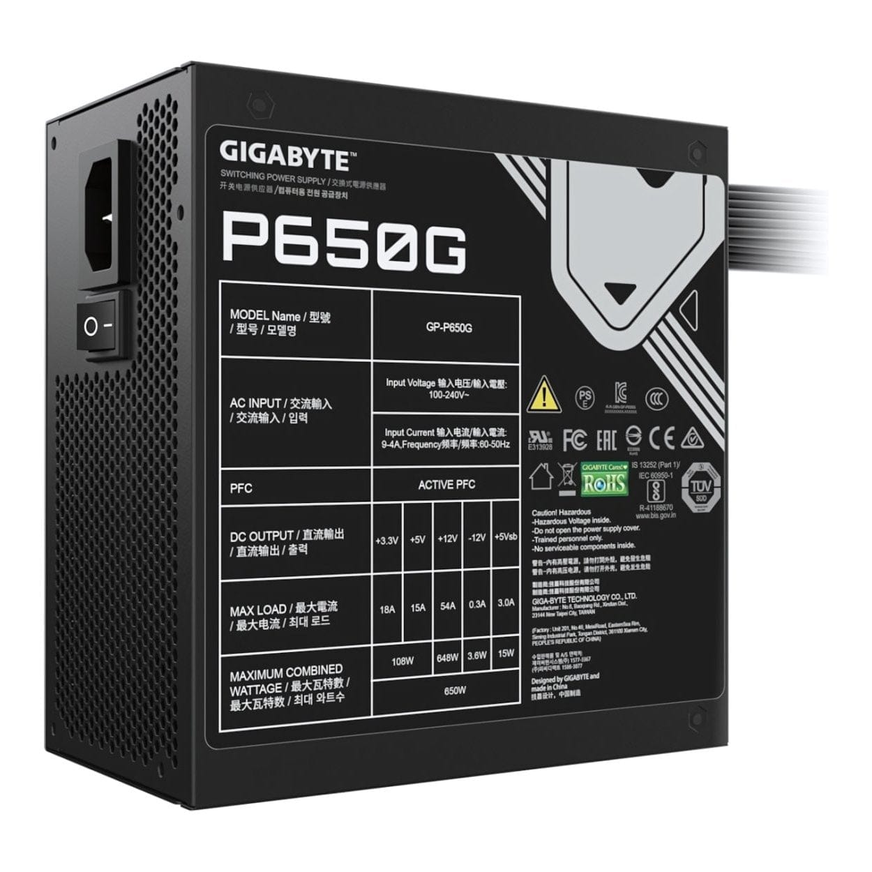 Gigabyte GP-P650G 650W 80 PLUS Bronze 24-pin ATX Power Supply