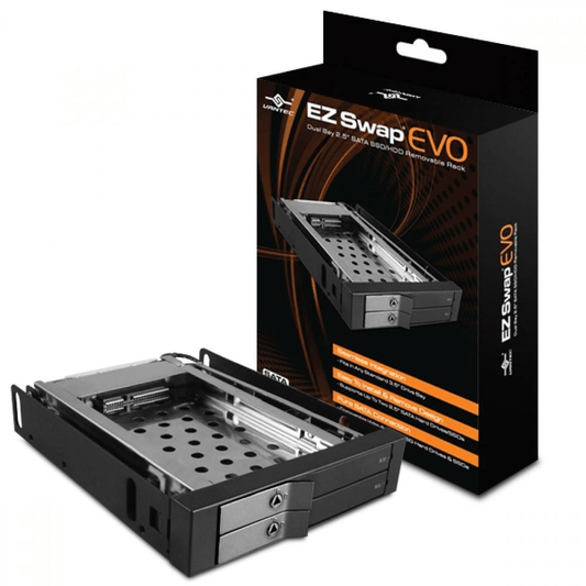 Vantec EZ Swap EVO Dual Bay 2.5-inch SATA Drive Removable Rack MRK-225S6-BK