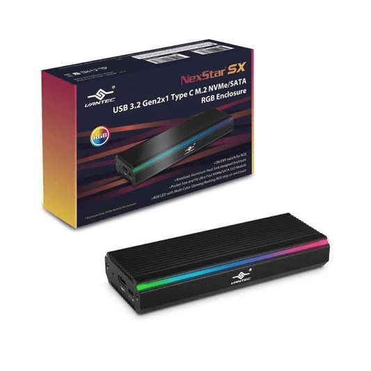 Vantec NexStar SX USB Type-C M.2 RGB External SSD Enclosure NST-211C3-RGB