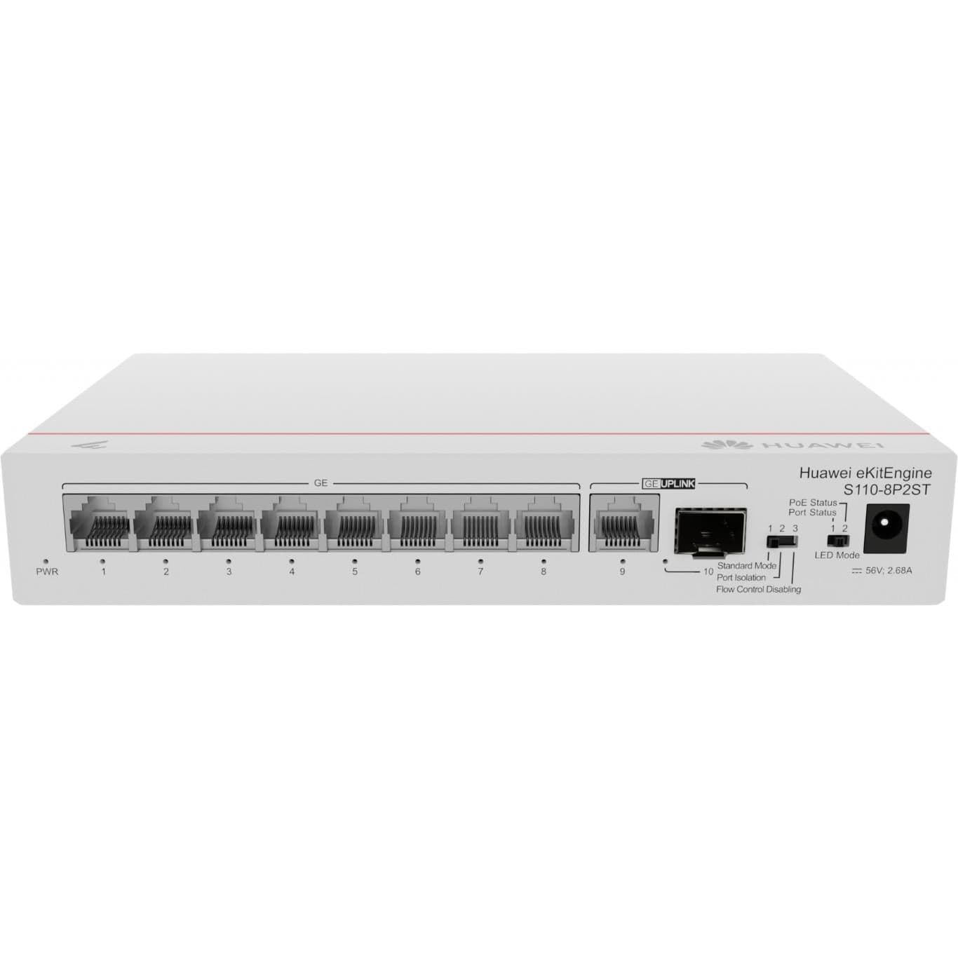 Huawei S110-8P2ST 8-port GbE PoE+ Unmanaged Network Switch with 1x GE SFP Port