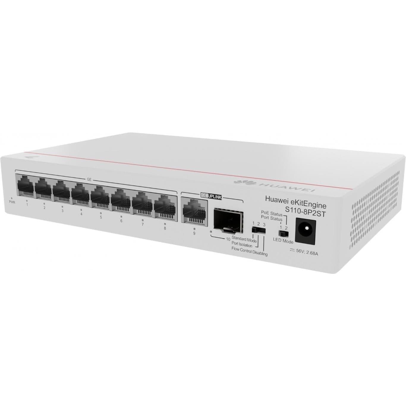 Huawei S110-8P2ST 8-port GbE PoE+ Unmanaged Network Switch with 1x GE SFP Port