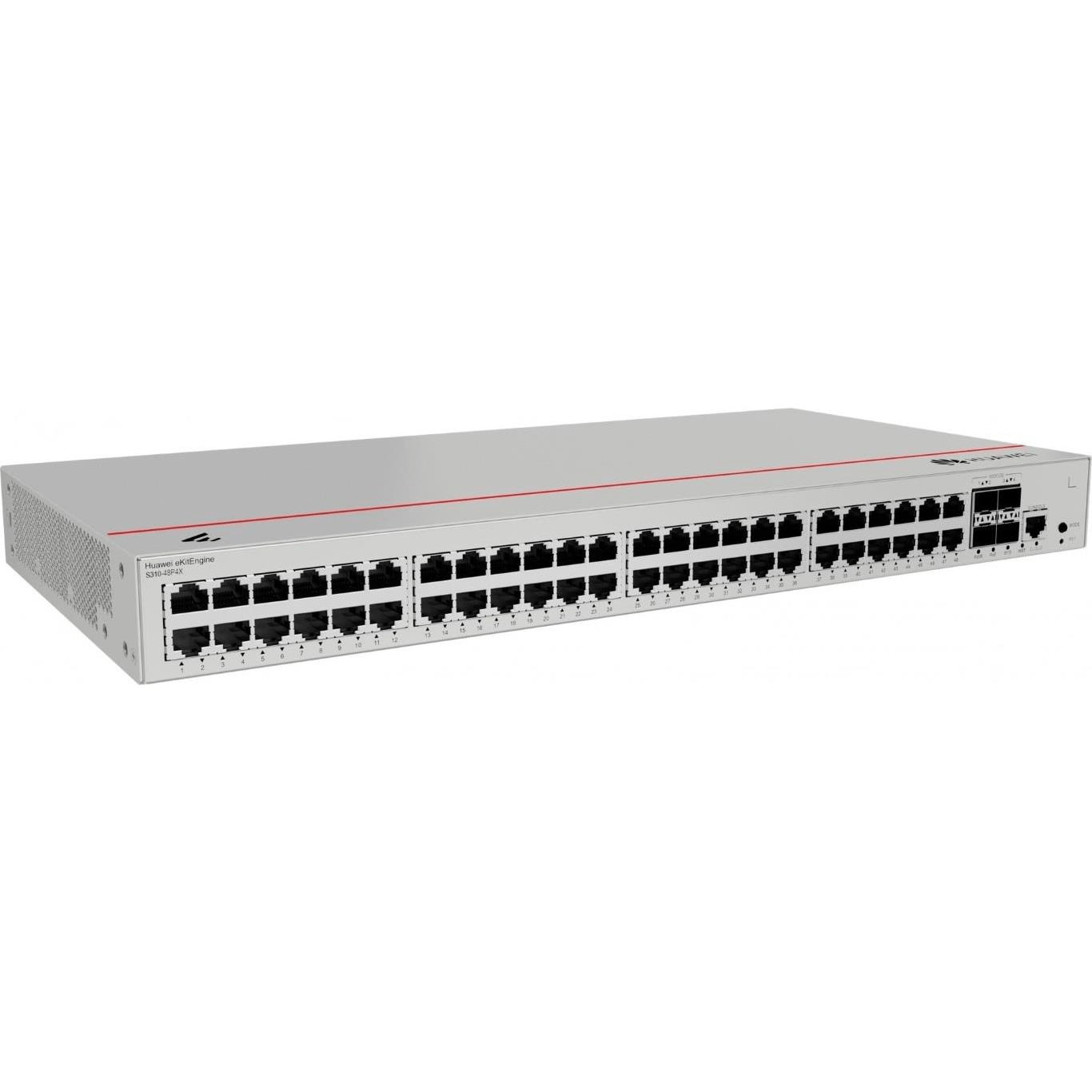 Huawei S310-48P4X 48-port GbE PoE+ L2+ Managed Network Switch with 4x 10GE SFP+ Ports