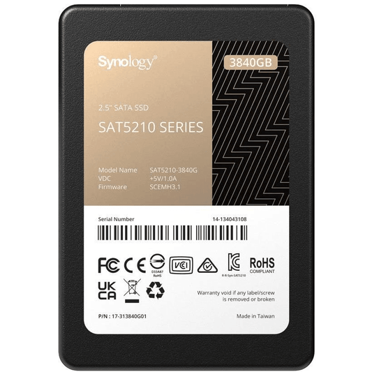 Synology 3840GB 2.5-inch SATA Serial ATA III SSD SAT5210-3840G - 1