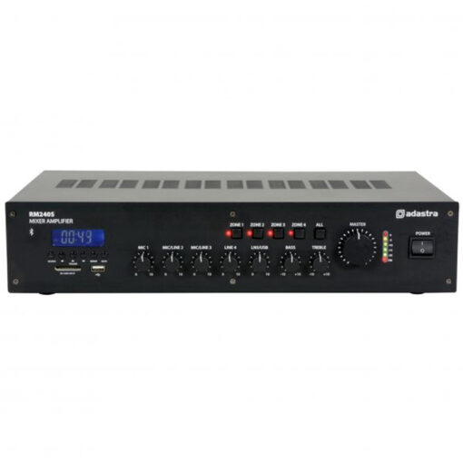 Adastra RM240SB - 4-Zone 100V 240W Mixer-Amplifier w/ USB/BT/FM [953.215AD]