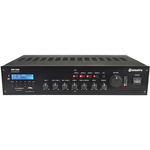 Adastra RM120D - 100V 120W Mixer-Amplifier w/ USB/BT/FM/DAB+ [953.224AD]