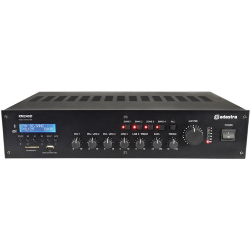 Adastra RM240D - 100V 240W Mixer-Amplifier w/ USB/BT/FM/DAB+ [953.225AD]