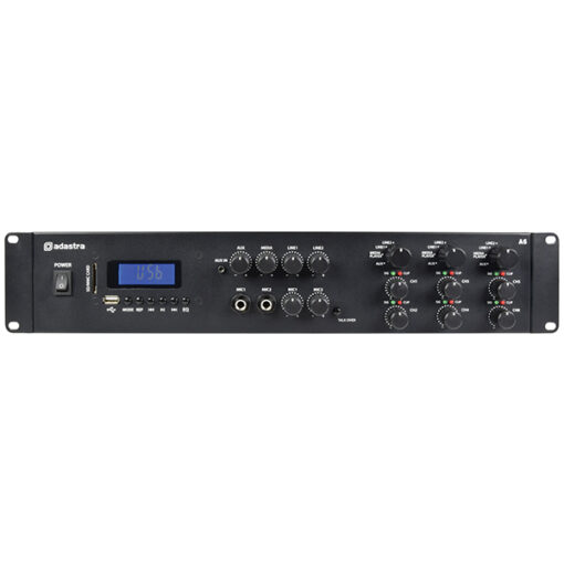 Adastra A6 - 6x 200W Tri-Stereo PA Mixer-Amplifier w/ USB/BT/FM (8 ohm) [953.406AD]