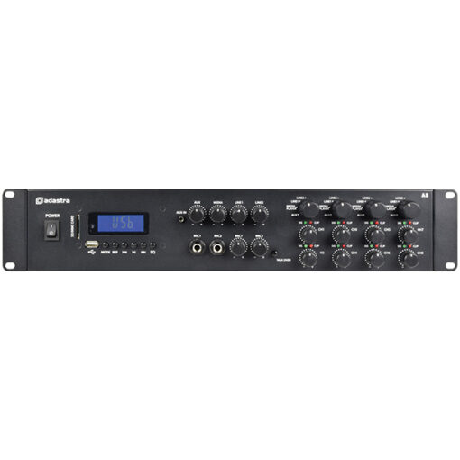 Adastra A8 - 8x 200W Quad-Stereo PA Mixer-Amplifier w/ USB/BT/FM (8 ohm) [953.408AD]