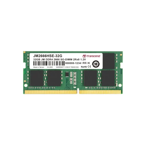 TRANSCEND 32GB JET MEMORY DDR4 2666MHZ NOTEBOOK SO-DIMM 2RX8 2GX8 CL19